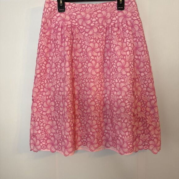 Lilly Pulitzer Skirt Womens 0 Pink Floral A-Line Lined Summer Vacation Feminine - Picture 2 of 9